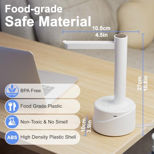 Image of Latedaux 5 Gallon Dual-use Desktop Electric Water Bottle Dispenser, USB Type-C Charging Automatic Countertop Drinking Water Bottle Pump for 2-5 Gallon, Smart Water Jug Dispenser for Camping(White)