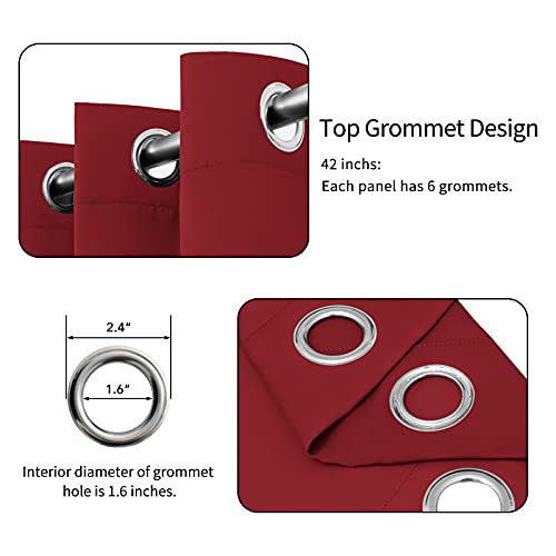 Image of Easy-Going Blackout Curtains for Bedroom, Solid Thermal Insulated Grommet and Noise Reduction Window Drapes, Room Darkening Curtains for Living Room, 2 Panels(42x63 in, Christmas Red)