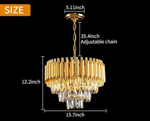 Image of Virya Chandelier for Living Room Modern Ceiling Light Jhumar for Hall Light for Living Room (Golden, 400mm)