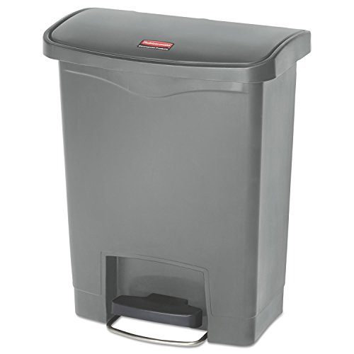 Image of Rubbermaid Commercial Products Streamline Slim Step-On Plastic Trash /Garbage Can, 8-Gallon, Gray, Wastebasket for Home /Kitchen /Hospital /Healthcare Facility
