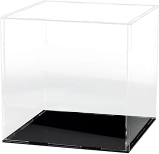 LANSCOERY Clear Acrylic Display Case Assemble Countertop Box Cube Organizer Stand Dustproof Protection Showcase for Action Figures Toys Collectibles (11x11x11 inch; 28x28x28cm)