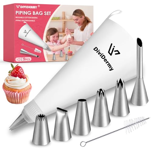 9 Pezzi Kit per Sac a Poche, Sac a Poche per Dolci, Saccapoche Professionale, Saccapoche Riutilizzabile, Con Adattatori e Spazzolini, Adatto per Cupcakes Biscotto Accessor
