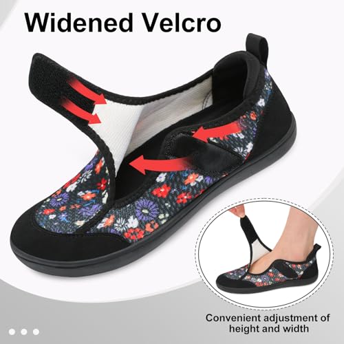 Image of LeIsfIt Wide Toe Box Diabetic Shoes for Women Zero Drop Barefoot Sneakers Breathable Adjustable for Edema Swollen Feet & Seniors