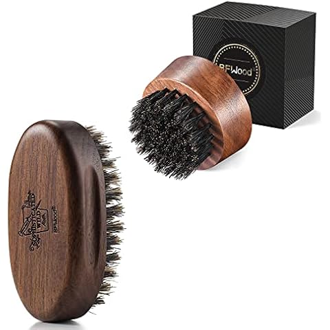 BFWood Small Boar Bristles Beard Brush for Men - Black Walnut Wood Cover