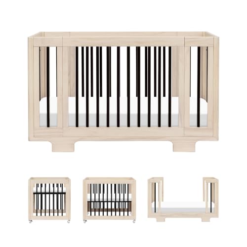 Image of babyletto Yuzu All-Stages Convertible Baby Crib, Washed Natural with Black