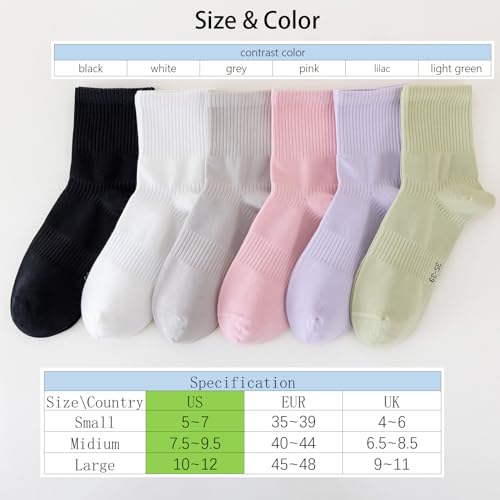 Image of Seamless Crew Socks above Ankle, Cotton Dress Socks for Women, Women's Thin Crew Socks (6 Pairs)