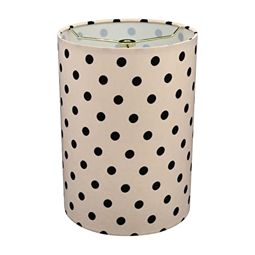 Image of Aspen Creative 31297 Contemporary Drum (Cylinder) Shaped Spider Construction Lamp Shade in Light Pink with Black Dot, 8 inch wide (8 inch x 8 inch x 11 inch)
