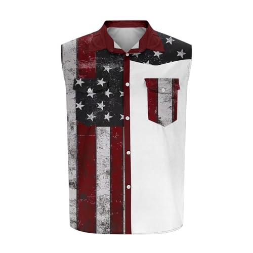 Independence Day Vests for Mens 4th of July High Neck USA Flag Sleeveless Star Striped Cami Tank Top Cardigan Thin Vest3