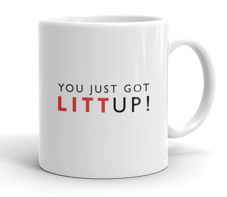 GrassVillage “You Just Got Litt Up” Ceramic Mug, Cup, White, 11oz, Xmas Christmas Office Gift