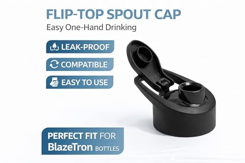 Image of KOTSUN 46mm Plastic Bottle Caps,Water Bottle Sipper Cap Flip top cap Compatible for All Size Bottle 1000 ml, 750 ml, 500 ml (Black) (PACK-3)