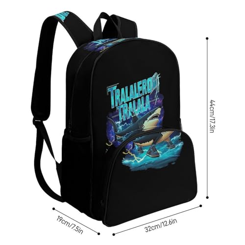 Tralalero-Tralala Merch Large Travel Laptop Backpack Laptop Bag Water Resistant Overnight Black 44x32x19cm2