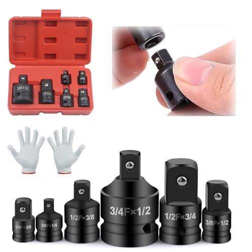 6 pezzi adattatore per bussola: adattatore per potere, adattatore avvitatore a percussione, adattatore per aste di porco, chiave a cricchetto