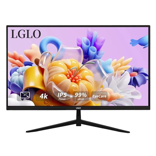 LGLO 27 Inch 4K UHD (3840x2160) Monitor, Dual Mode 4K@60Hz/2K@144Hz, IPS Panel, Borderless Design, HDR400, 99% sRGB, Work & Gaming Monitor for Designers, Office, and PC Gaming with HDMI Display Port