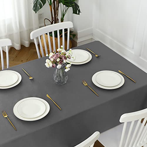 Image of Romanstile 100% Waterproof PVC Tablecloth, Rectangle Oil Spill Proof Stain Resistant Vinyl Table Cloth, Wipe Clean Plastic Table Covers for Kitchen /Dining /Parties - 60 x 84 Inch, Dark Grey