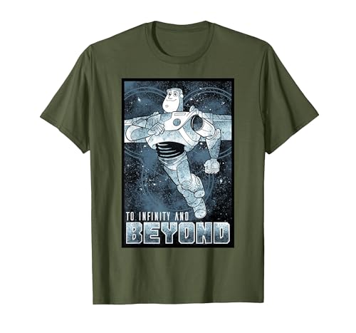 Disney Pixar Toy Story Infinity and Beyond Buzz Galaxy Card T-Shirt, Men, Olive Green, X-Large