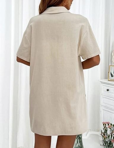 Shorts Sets Women 2 Piece Outfits Button Down Short Sleeve Shirt and Drawstring Shorts Tracksuit Lounge Sets3