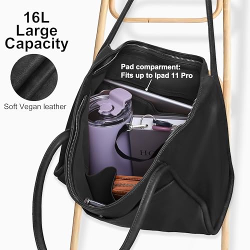 Image of Large Tote Bag for Women 16L Work Tote Purse with Zipper Vegan Leather Ladies Handbags