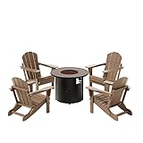 WO Westin Outdoor Furniture 4 Pcs Folding Adirondack HDPE Chairs with Round Fire Pit Table 30,000...