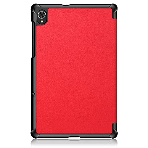 INSOLKIDON Compatible with Lenovo Tab K10 Case 10.3" 2021 (TB-X6C6) Tablet Case Leather Back Cover Protective Case Ultra Slim Bumper Full Body Protection Bracket Case (Red) - Image 2