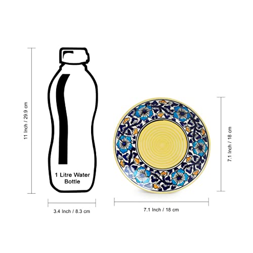 Image of ExclusiveLane Ceramic Quarter Plates /Side Plates for Snacks Plates (Set of 4, 7 Inches, Dishwasher & Microwave Safe) | 'Badamwari Bagheecha' Handpainted Ceramic Plates /Pasta Plate /Serving Plate