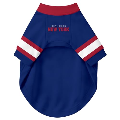 Image of New York Dog Clothes Jersey Style Personalized Pet T Shirt with Custom Name Number for Small Medium Large Dogs