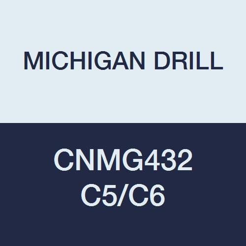 CNMG Solid Carbide Turning Insert, CNMG Shape, CNMG432 C5/C6, 0.188" Thickness, 0.031" Nose Radius (Pack of 10)