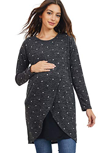Product Image of the HELLO MIZ Women's Sweater Knit Long Sleeve Maternity Nursing Tunic Dress