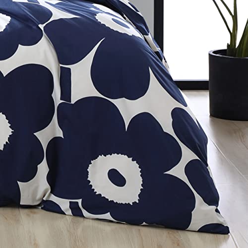 Image of MARIMEKKO - King Duvet Cover Set, Cotton Bedding with Matching Shams & Button Closure, All Season Home Decor (Unikko Indigo, King)