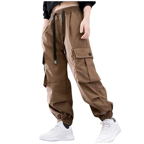 Boys Cargo Joggers Streetwear Pants Multi Pockets Cotton Baggy Casual Trousers for Teen Boys