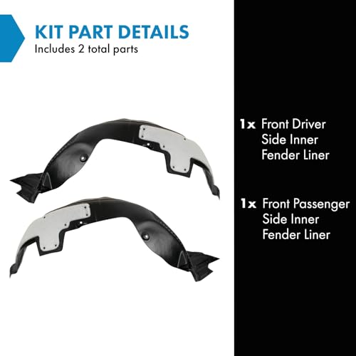 Image of TRQ Front Inner Fender Liner Set Compatible with 2014-2016 Kia Forte Forte5 KI1248122 KI1249122
