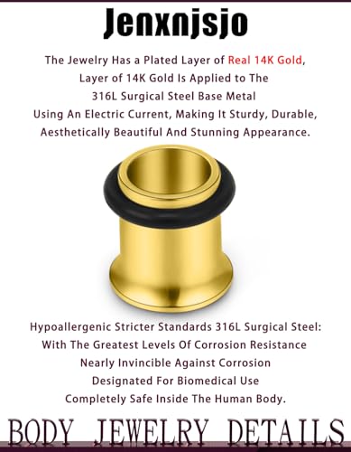 Jenxnjsjo 14g to 7/8in Ear Gauges Plugs Tunnels Taper Earrings Stretching Expander Kit Set for Women Men4