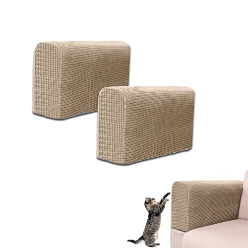 ZEACCT - Juego de 2 Fundas Protectoras para sofá, reposabrazos, Fundas de sillón para casa, salón, Dormitorio, protección elástica con 10 Clavos de fijación, Color marrón