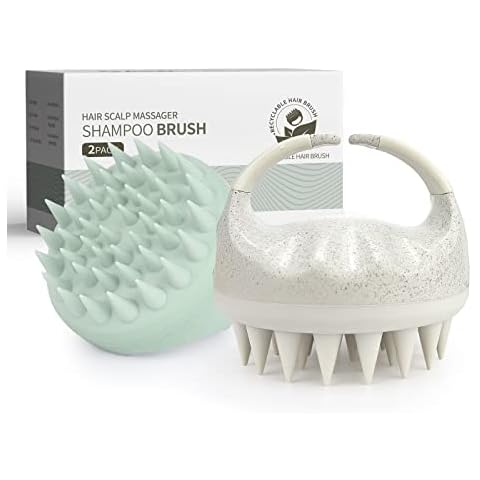 AIMIKE Scalp Massage Brush Shampoo Brush, Environmentally Friendly Silicone Shampoo Hair Brush for Exfoliating and Stimulating Hair Growth, Reduces Dandruff, Scalp Massager for Wet Dry Hair Pack of 2 Cover