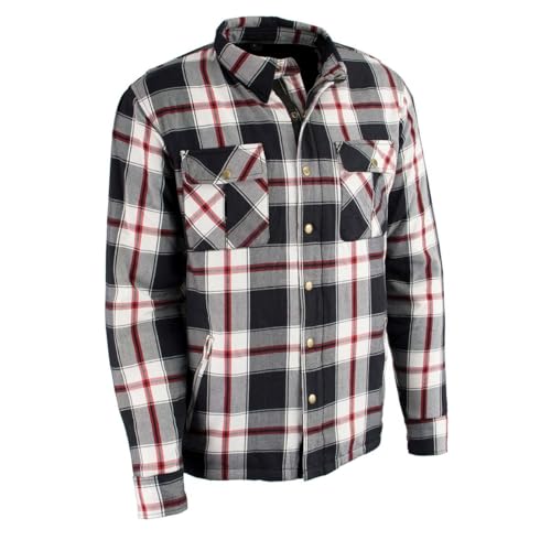 Milwaukee Leather Men's Long Sleeve Flannel Biker Shirts w/CE Armor - Reinforced w/Aramid Fibers - 4X-Large