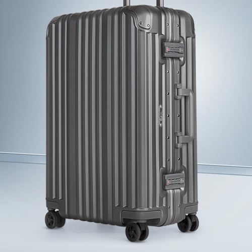 Aluminum Frame Suitcase Trolley Suitcase Password Suitcase Cabin Suitcase Travel Suitcase(Grey,28in)3