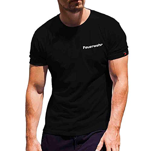 T-shirt Feuerwehr noir en coton idéal pour les moments de détente des pompiers
