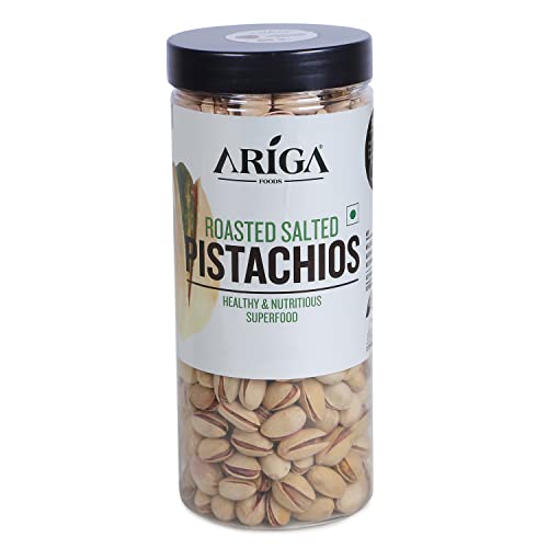 Ariga Foods Pistachios Roasted & Salted Dry Fruit Pista Healthy Product in Pet Jar Value Pack (500g) | Vitamins & Minerals Rich | Healthy Diet Food