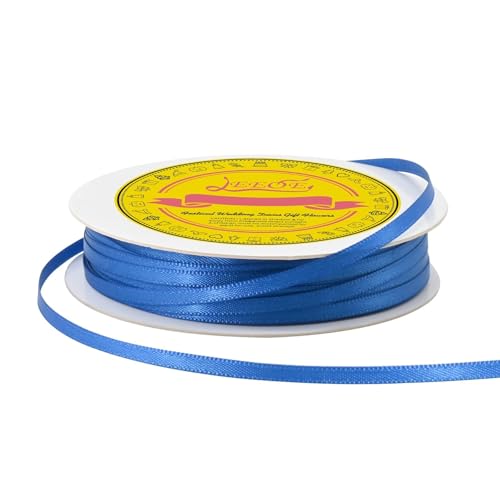 Image of Double Face Royal Blue Satin Thin Ribbon 1 /8 inch X 50 Yards Polyester Royal Blue Ribbon for Gift Wrapping Very Suitable for Weddings Party Hair Bow Invitation Decorations and More