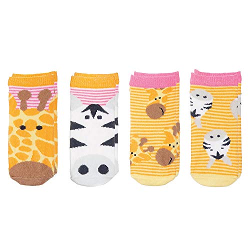 FlapJackKids - Kids' Sock Safari - Giraffe/Zebra - Baby Girl (0 - 12 mos)(4 Pairs)