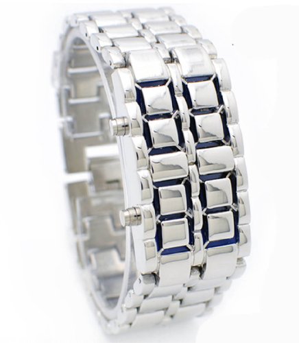 FANMIS Fashion Men's Simple Sports Watch Electronic Binary Digital LED Lava Alloy Rectangular Chain Watch3