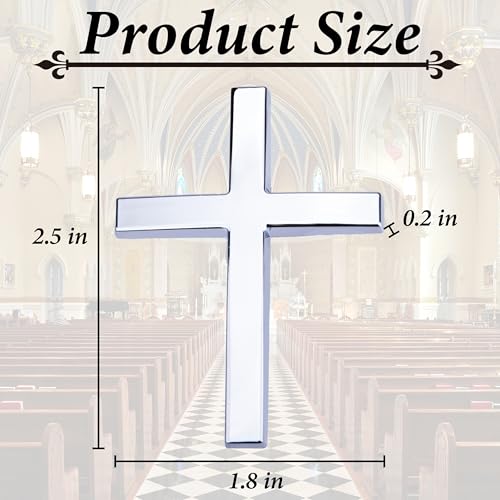 Image of Metal Cross Decals for Cars, 2.5 inchx1.8 inch Christian Car Emblem Badge Decals, 3D Self Adhesive Cross Stickers Car Accessories, Jesus Stickers for Cars Body Fender Tail (Silver)