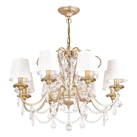 KJZhu E14 Chandelier, Champagne Gold Iron Art Chandelier Dining Room Marriage Room Pendant Lamp Cover