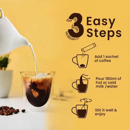 Image of Bevzilla 24 Coffee Sachets & Frother (24 X 2 Gram Sachets) | 6 Pouches Each Flavour | Cafe Coffee Kit | Classic, Hazelnut, Vanilla & Butterscotch | Arabica Beans | Enjoy Hot & Cold