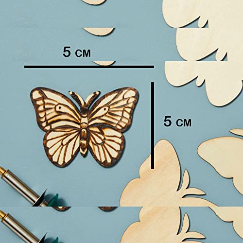 Image of MDF Cutouts | Wooden Cutout for Craft | Pine Wood | Unfinished Tags for Key Chain, Crafts, Xmas, Decorations, Painting | Resin Art Work | MDF Board Cutouts, Butterfly- [50pcs]-[5cmx3.5cm]