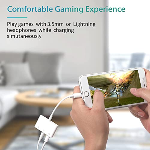 3.5Mm Headphone Splitter For Iphone Ipad 3 In 1 Earphone Jack Adapter With Fast Charging Lightning Audio Jack Connector Compatible For Iphone 14 13 12 11 X Xr Xs 8 7 Ipad #TOP3