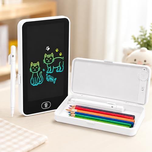 Image of Toyshine 2 in 1 Digital LCD Writing Tablet Children Doodle Board with Pencil Box for Kids 3-10 Years Old Boys /Girls Gifts Education Learning Toy, White