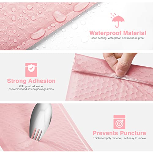 Image of Metronic 500 Pack Bubble Mailers 6X10 Inch Light Pink Bulk Padded Envelopes | Usable Size 6x9 Waterproof Bubble Mailer Self-Seal Cushioning Bubble Envelopes for Jewelry, Makeup, Small Business Supplies