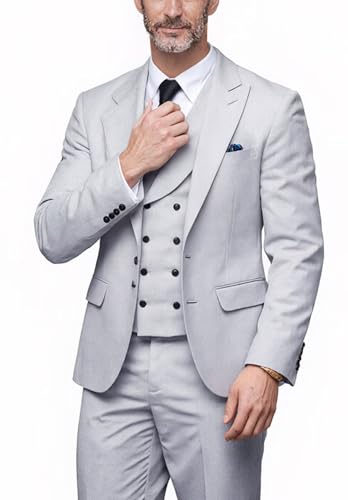 Men's Slim Fit 3-Piece Suit 2-Button Business Formal Tuxedo Suit Set for Wedding& Prom2