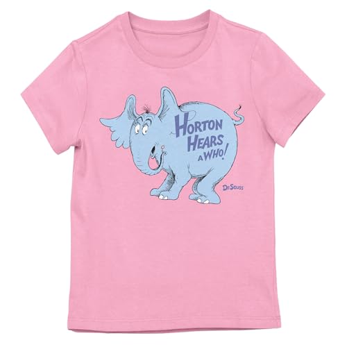 Horton Hears A Who Horton Logo Text Youth Girl's Pink Crew Neck Short Sleeve T-Shirt
