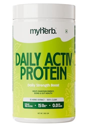 Image of MYHERB Daily Active | 36gm Protein (Whey+Pea Protein)|Stamina Supporting Hebrs Tulsi,Amla & 8 Herbs|Supports Everyday Nutrition,Bone Health & Immunity For Women (Chocolate, 900 g (Pack of 1))